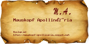 Mauskopf Apollinária névjegykártya